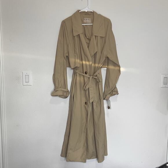 We The Free People Eastwick Trench Coat Women's Size L Beige Nylon Light NWOT - Picture 4 of 16